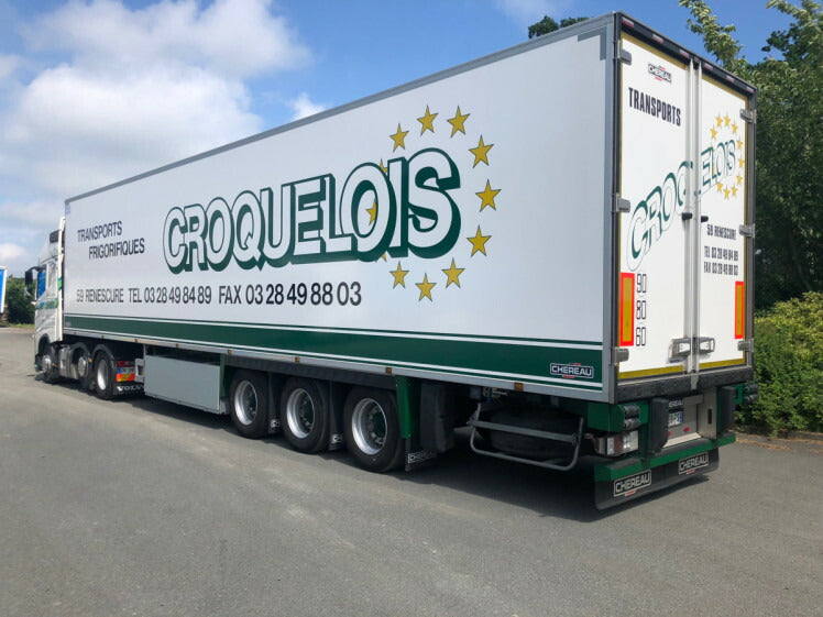 ギャラリービューアに画像をロードする, 【予約】2019年1-3月以降発売予定Transports Croquelois VOLVO FH4 GLOBETROTTER 6x2 TWIN STEER リーファートレーラー - 3 軸トレーラー /建設機械模型 工事車両 WSI 1/50 ミニチュア
