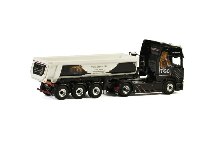 ギャラリービューアに画像をロードする, TGC Bern SCANIA R HIGHLINE CR20H 4x2 HALP PIPE TIPPER TRAILER - 3 軸トラクタ /建設機械模型 工事車両 WSI 1/50 ミニチュア
