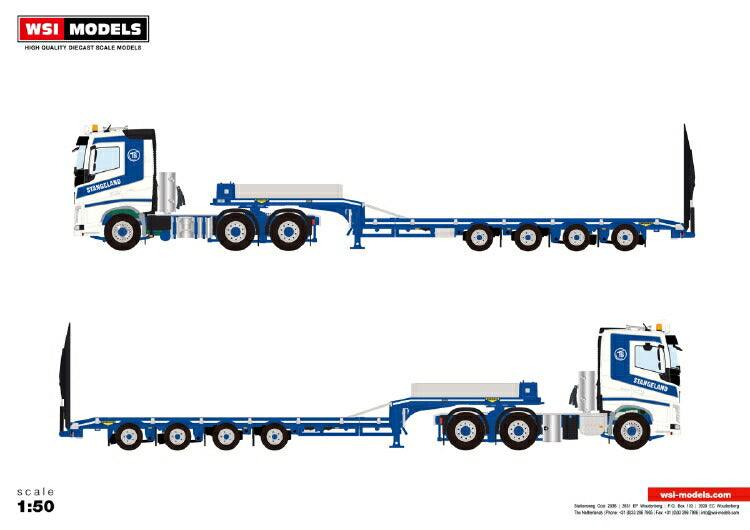 ギャラリービューアに画像をロードする, 【予約】2019年6-8月以降発売予定Stangeland VOLVO FH4 SLEEPER CAB 6X4 SEMI LOWLOADER - 4軸 + RAMPS トラック /建設機械模型 工事車両 WSI 1/50 ミニチュア
