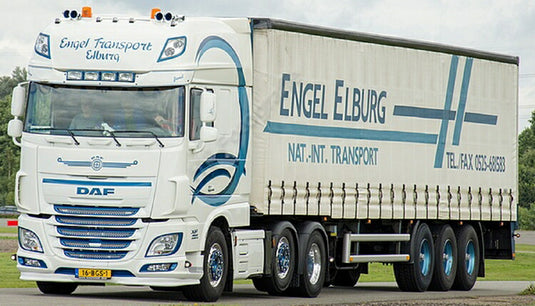 【予約】2019年4-6月以降発売予定Engel DAF XF SUPER SPACE CAB 6x2 TAG AXLE CURTAINSIDE / TAUTLINER TRAILER - 3軸 トラック /建設機械模型 工事車両 WSI 1/50 ミニチュア