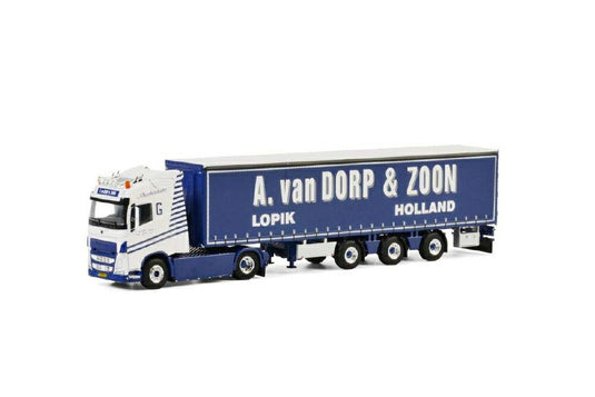 A van Dorp & Zoon Volvo FH04 Globetrotter curtainside semitrailer  /WSI  1/50 ミニチュア 建設機械模垁E工事車両