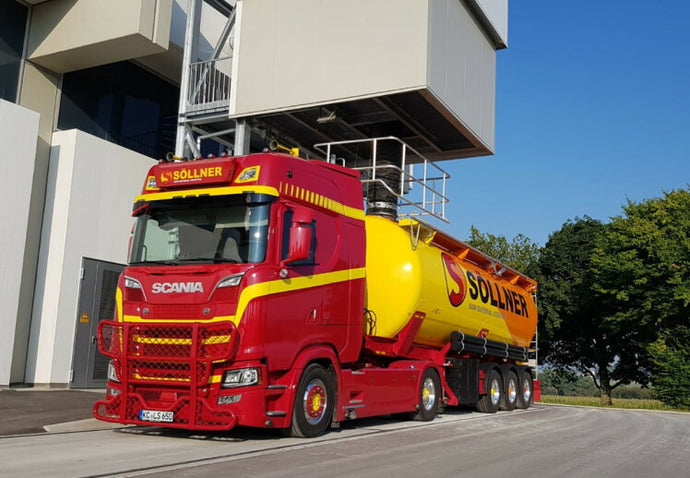 【予約】2019年4-6月以降発売予定Sollner Schwerlast SCANIA S HIGHLINE | CS20H 4x2 BULK TIPPER TRAILER - 3軸 トラックトレーラー /建設機械模型 工事車両 WSI 1/50 ミニチュア