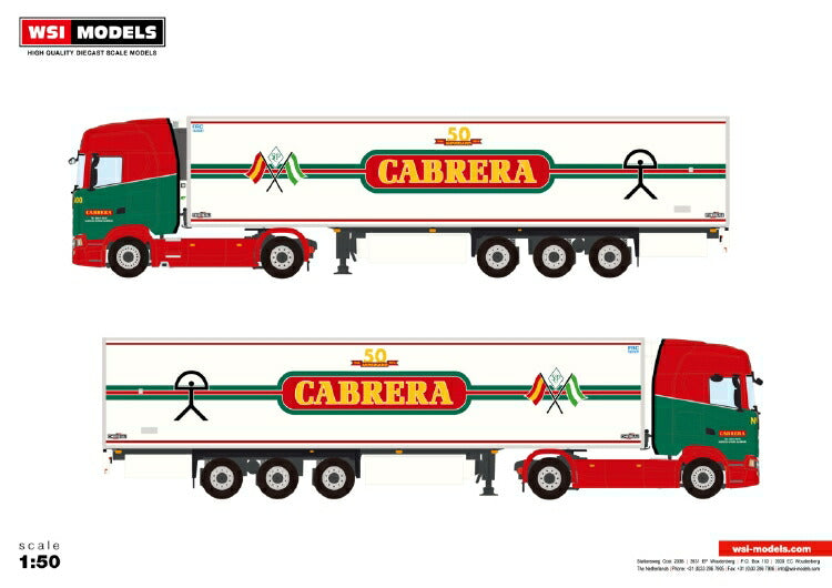 ギャラリービューアに画像をロードする, 【予約】6-8月以降発売予定Transportes Cabrera SCANIA S HIGHLINE | CS20H 4X2 リーファートレーラー 3軸トラック/建設機械模型 工事車両 WSI 1/50 ミニチュア
