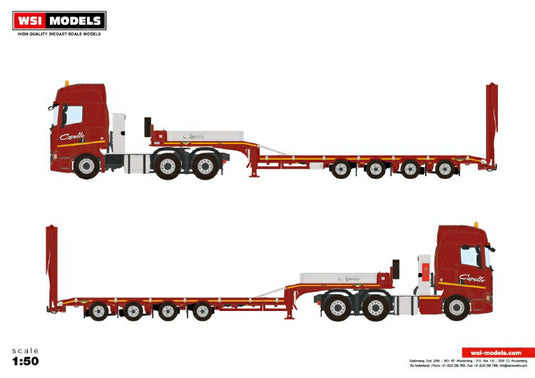 【予約】10-12月以降発売予定Transports Capelle; SCANIAスカニア R HIGHLINE CR20H 6x4 低床セミ  4軸 トラック /建設機械模型 工事車両 WSI 1/50 ミニチュア