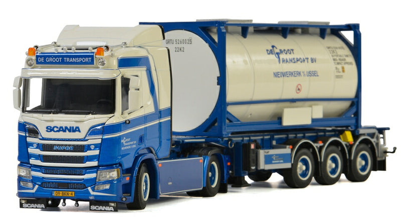 ギャラリービューアに画像をロードする, M.J de Groot Transport; SCANIAスカニア R NORMAL CR20N 4x2 トレーラー + 20フィートコンテナ トレーラー /建設機械模型 工事車両 WSI 1/50 ミニチュア
