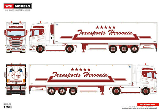 【予約】2020年1-3月以降発売予定Hervouin SCANIA S HIGHLINE CS20H 4x2 リーファートレーラー 3軸 トラック/建設機械模型 工事車両 WSI 1/50 ミニチュア