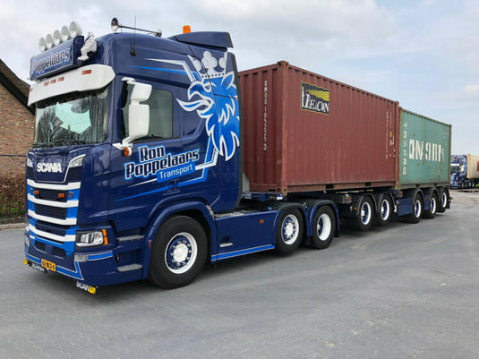 【予約】2020年1-3月以降発売予定Ron Poppelaars SCANIA R HIGHLINE CR20H 6x2 TWIN STEER 2 CONNECT COMBI TRAILER 2+3軸 + 2X 20FT CONTAINER トラック トレーラー/建設機械模型 工事車両 WSI 1/50 ミニチュア