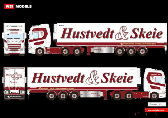 【予約】2020年1-3月以降発売予定Hustvedt & Skeie SCANIA R HIGHLINE CR20H 6x2 TAG軸 リーファートレーラー 3軸 トラック/建設機械模型 工事車両 WSI 1/50 ミニチュア