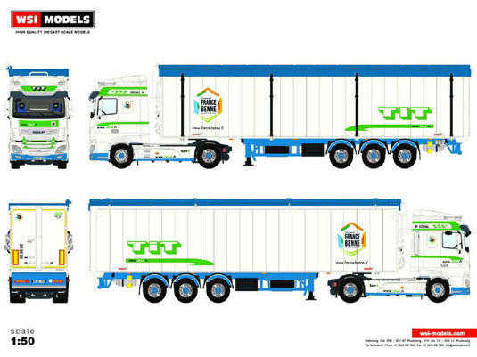 【予約】2020年1-3月以降発売予定Transports TiT DAF XF SPACE CAB MY2017 4x2 VOLUME TRAILER - 3軸 トラック/建設機械模型 工事車両 WSI 1/50 ミニチュア
