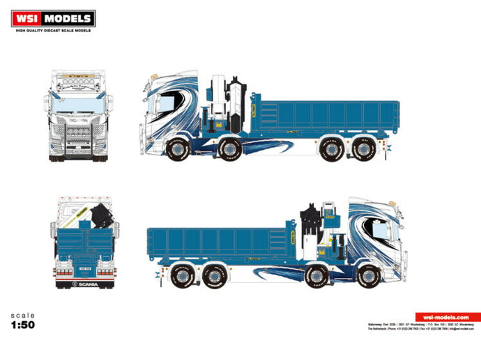 【予約】12月以降発売予定SCANIA R HIGHLINE | CR20H 8X2 TAG AXLE PALFINGER PK 74002 SH + HOOKLIFT CONTAINER 15m3トラック /WSI 1/50 建設機械 模型ミニカー  はたらく車 重機