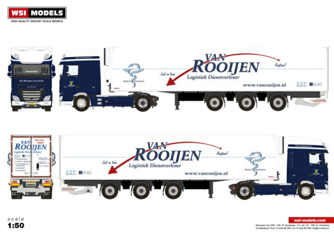 【予約】12月以降発売予定Van Rooijen Logistiek DAF XF SUPER SPACE CAB MY2017 4X2 REEFER TRAILER | TRIDEC 3軸トラック/WSI 1/50 建設機械 模型ミニカー  はたらく車 重機