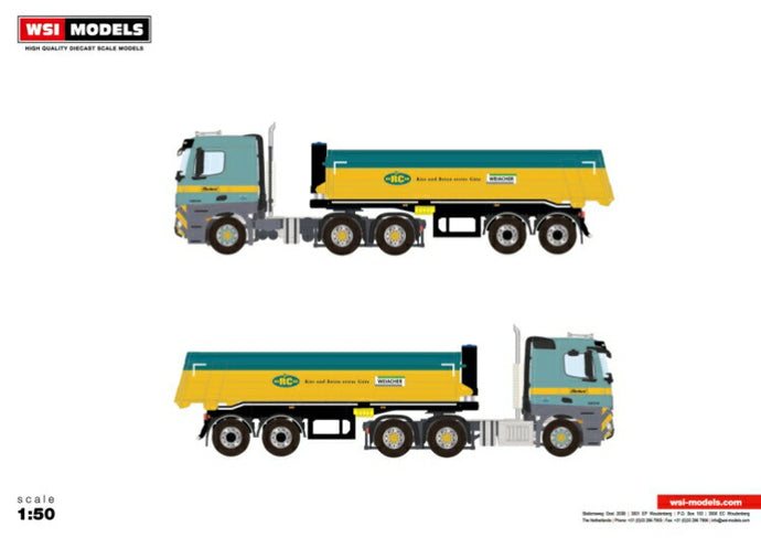 【予約】2021年1-3月以降発売予定Eberhard MERCEDES-BENZ AROCS MP4 2.300M CLASSIC SPACE 6X4 TIPPER TRAILER  HALFPIPE 2軸トラック  /WSI  建設機械模型 工事車両 1/50 ミニチュア