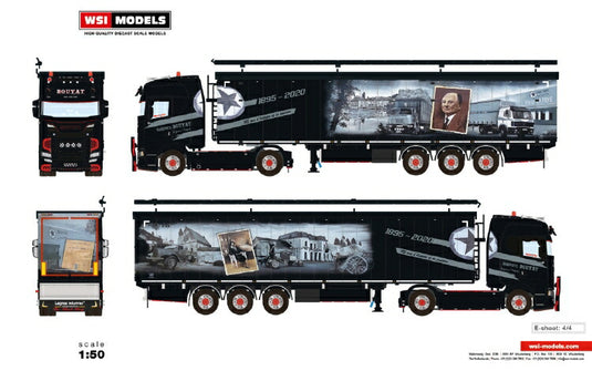【予約】2021年1-3月以降発売予定Transports Bouyat SCANIA S HIGHLINE  CS20H 4x2 VOLUME TRAILER 3軸トラック  /WSI  建設機械模型 工事車両 1/50 ミニチュア