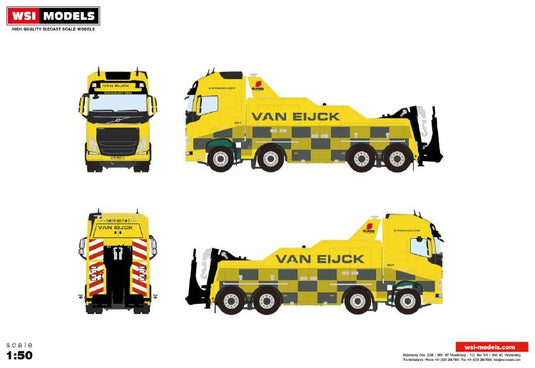 【予約】8-10月以降発売予定Van Eijck; VOLVO FH 4 GLOBETROTTER XL 8X4 FALKOM トラック /WSI 建設機械模型 工事車両 1/50