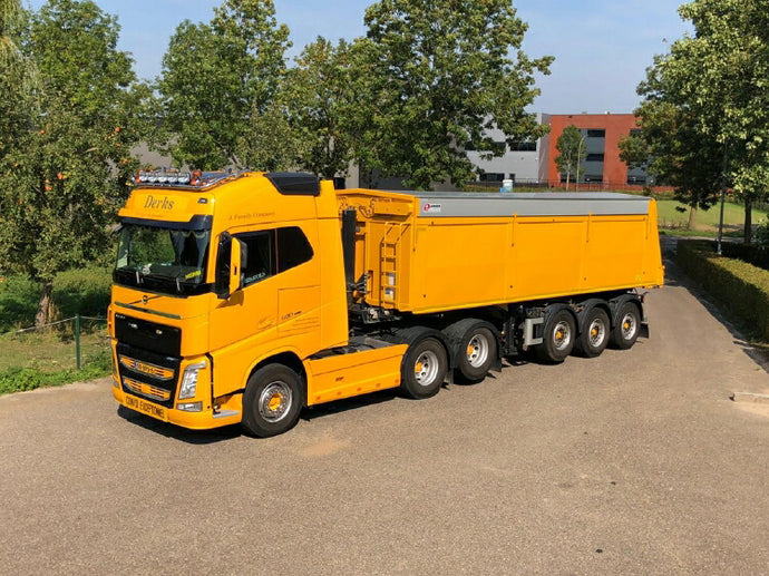 【予約】2021年1-3月以降発売予定Derks GWW B.V. VOLVO FH4 GLOBETROTTER 6X2 TWINSTEER TIPPER TRAILER 3軸トラック  /WSI  建設機械模型 工事車両 1/50 ミニチュア