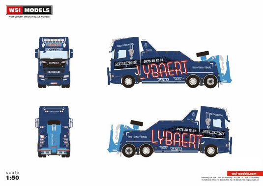 【予約】8-10月以降発売予定Depannage Lybaert; SCANIA S HIGHLINE  CS20H 6X2 TWINSTEER FALKOM 3軸 トラック /WSI 建設機械模型 工事車両 1/50