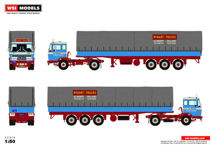 【予約】10-12月以降発売予定Rynart-Trucks  DAF 2600 4X2 CURTAINSIDE TRAILER | CLASSIC  3軸 トラック/WSI 建設機械模型 工事車両 1/50 ミニカー