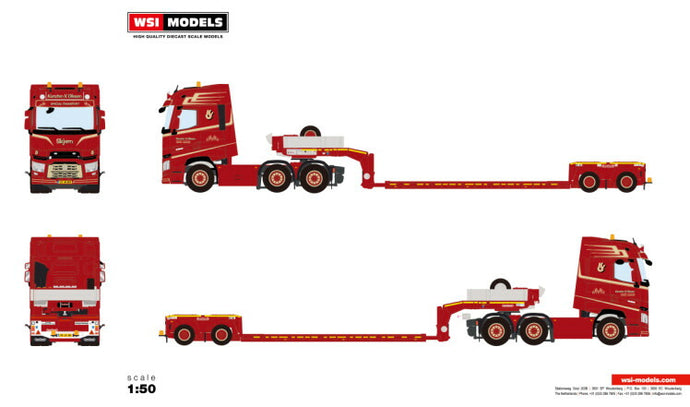 【予約】2月以降発売予定Karsten V. Olesen RENAULT TRUCKS T HIGH 6X2 TWINSTEER LOW LOADER | EURO 2 軸 トラック トレーラー/WSI 建設機械模型 工事車両 1/50 ミニカー