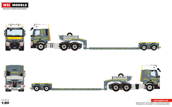 【予約】10-12月以降発売予定Friderici RENAULT T TRUCKS T 6X4 LOW LOADER EURO 2軸 トラック/WSI  建設機械模型 工事車両 1/50 ミニカー