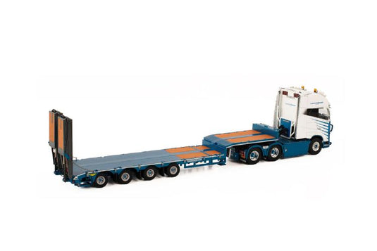 Transport Service AS Skien VOLVO FH4 GLOBETROTTER XXL 6X4 SEMI LOW LOADER RAMPS 4 軸 トラック トレーラー/WSI 建設機械模型 工事車両 1/50 ミニカー