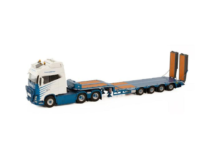 Transport Service AS Skien VOLVO FH4 GLOBETROTTER XXL 6X4 SEMI LOW LOADER RAMPS 4 軸 トラック トレーラー/WSI 建設機械模型 工事車両 1/50 ミニカー