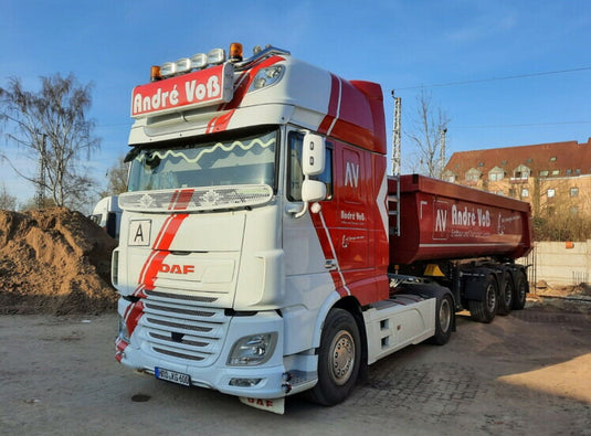 【予約】10-12月以降発売予定Andre Vob  DAF XF SUPER SPACE CAB MY2017 4x2 HALF PIPE TIPPER TRAILER  3軸 トラック/WSI 建設機械模型 工事車両 1/50 ミニカー