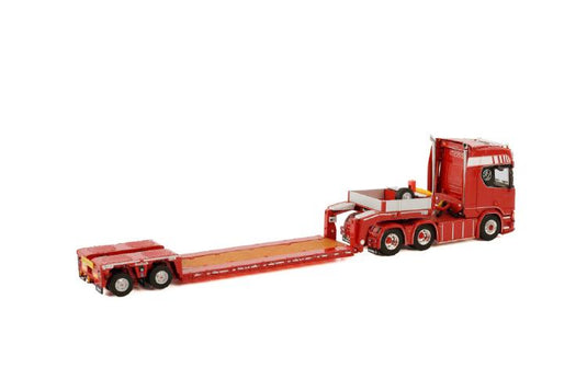 TRANSPORTS LELOUP SCANIA R HIGHLINE I CR20H 6X2 TAG AXLE LOW LOADER EURO 2軸 トレーラー トラック/WSI 建設機械模型 工事車両 1/50 ミニカー