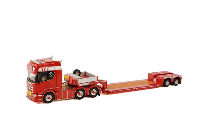 TRANSPORTS LELOUP SCANIA R HIGHLINE I CR20H 6X2 TAG AXLE LOW LOADER EURO 2軸 トレーラー トラック/WSI 建設機械模型 工事車両 1/50 ミニカー