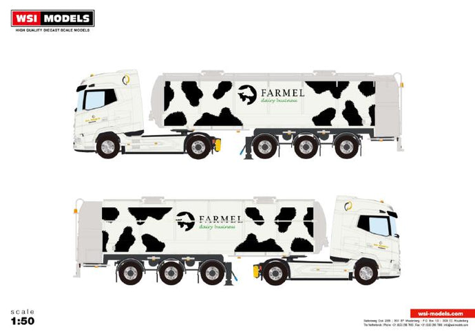 【予約】2023年3月以降発売予定Gebr. Dunnink B.V. (Farmel); DAF XG 4x2 TANK TRAILER / RMO 3軸 トラック /建設機械模型 工事車両 WSI 1/50 ミニチュア