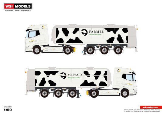 【予約】2023年3月以降発売予定Gebr. Dunnink B.V. (Farmel); DAF XG 4x2 TANK TRAILER / RMO 3軸 トラック /建設機械模型 工事車両 WSI 1/50 ミニチュア