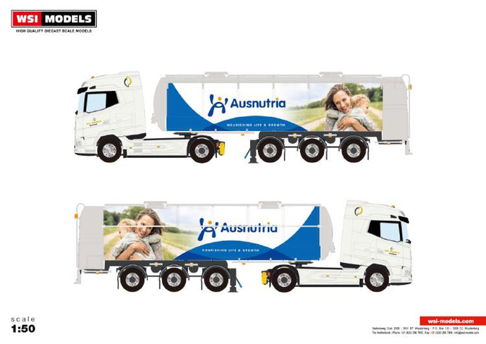 【予約】2023年3月以降発売予定Gebr. Dunnink B.V. (Ausnutria); DAF XG 4x2 TANK TRAILER / RMO 3軸 トラック /建設機械模型 工事車両 WSI 1/50 ミニチュア