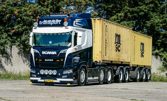 【予約】2022年発売予定JAN VAN DER MEER SCANIA R HIGHLINE CR20H 6X2 TWIN STEER 2 CONNECT COMBI TRAILER 2+3 AXLE + 2X 20FT CONTAINER トラック/WSI 建設機械模型 工事車両 1/50 ミニカー