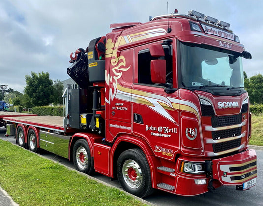 【予約】12月以降発売予定John O'Neill; SCANIA S HIGHLINE CS20H 8X4 RIGED FLATBED + PALFINGER 7800.2 + JIB トラック トレーラー/WSI 建設機械模型 工事車両 1/50 ミニカー