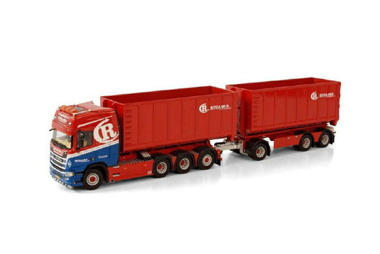 Rygaard Scania R Highline CR20H 8x4 Hooklift System + Hooklift Container 40m3  /WSI  1/50 ミニチュア 建設機械模垁E工事車両