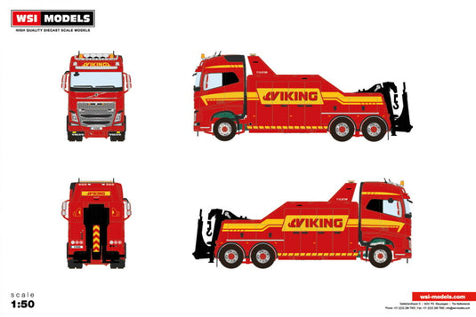 【予約】VIKING VOLVO FH4 GLOBETROTTER 6X2 FALKOM 3 AXLE トラクタ トラック/WSI 建設機械模型 工事車両 1/50 ミニカー