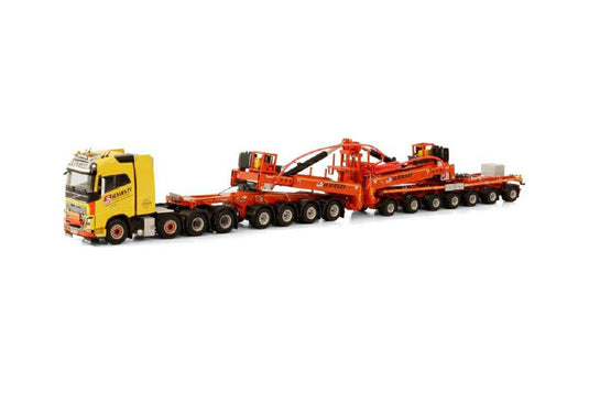 Silvasti Volvo FH4 Globetrotter 8x4 Nooteboom windmill semitrailer 7axle + 4axle Dolly  /WSI  1/50 ミニチュア 建設機械模垁E工事車両