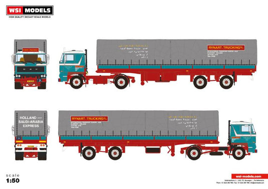 【予約】2023年3月以降発売予定Rynart-Trucking; DAF 2800 4X2 CLASSIC CURTAINSIDE TRAILER -2軸 トラック /建設機械模型 工事車両 WSI 1/50 ミニチュア