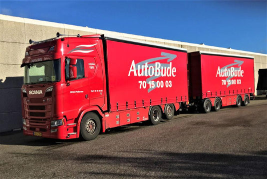 【予約】12月以降発売予定AUTOBUDE; SCANIA S HIGHLINE CS20H 6X2 TAG AXLE RIGED TRUCK DRAWBAR CURTAINSIDE COMBI  7軸 トラック /WSI 1/50 建設機械模型