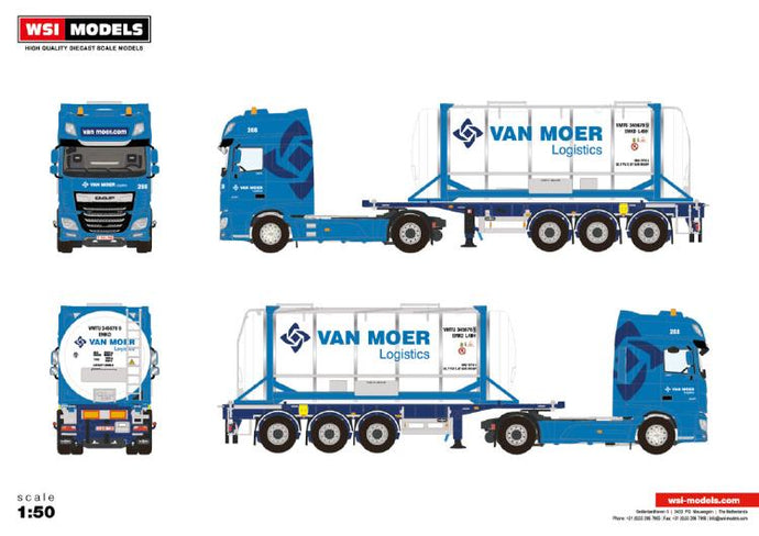 【予約】2023年3月以降発売予定Van Moer; DAF XF SUPER SPACE CAB MY2017 4X2 CONTAINER TRAILER 3軸 + 20 FT CONTAINER トラック /建設機械模型 工事車両 WSI 1/50 ミニチュア