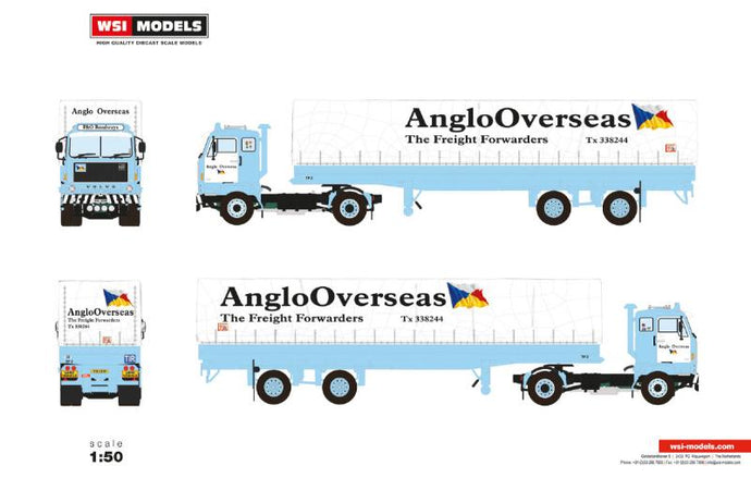 【予約】2023年3月以降発売予定P & O Roadways; VOLVO F88 4X2 CURTAINSIDE TRAILER CLASSIC - 2 AXLEトラック /建設機械模型 工事車両 WSI 1/50 ミニチュア