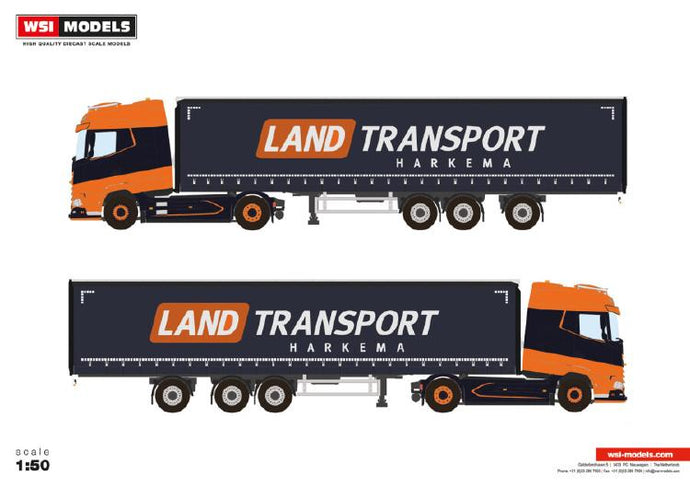 【予約】2024年発売予定LAND TRANSPORT; DAF XG 4X2 CURTAINSIDE TRAILER - 3 AXLE /トレーラーWSI 1/50 建設機械模型