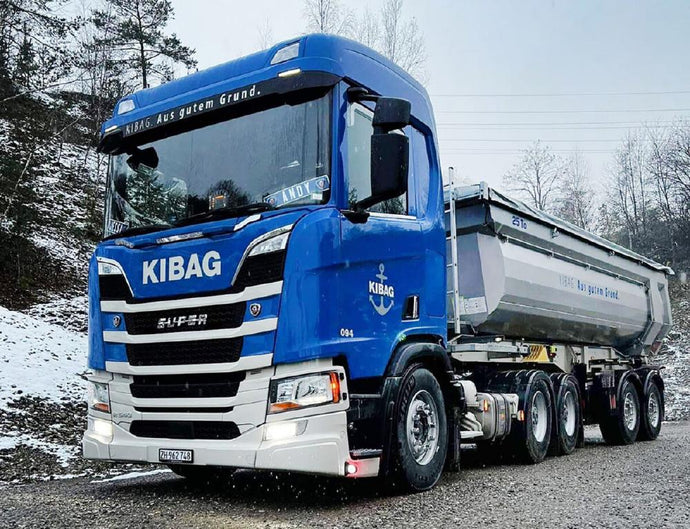【予約】2024年発売予定KIBAG; SCANIA R NORMAL CR20N 6X4 HALFPIPE TIPPER TRAILER  3軸 トラック ダンプ /WSI 1/50 建設機械模型