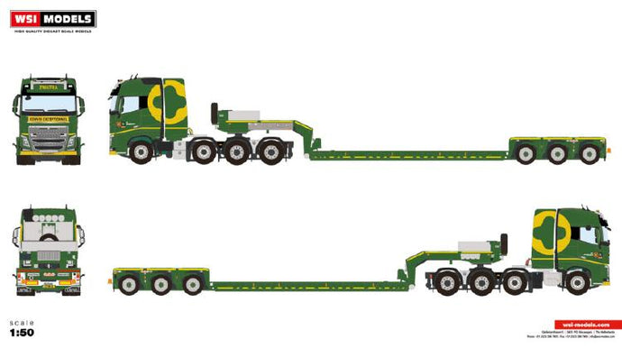 【予約】2024年発売予定ZWATRA; VOLVO FH4 GLOBETROTTER 8X4 LOWLOADER - 3 AXLE /トレーラーWSI 1/50 建設機械模型