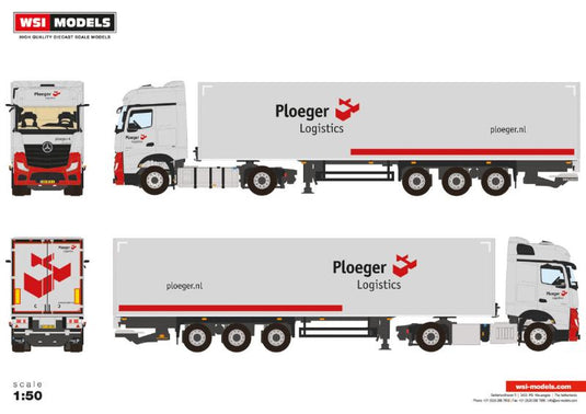 【予約】4-6月以降発売予定PLOEGER LOGISTICS; MERCEDES-BENZ ACTROS MP5 BIG SPACE 4X2 BOX TRAILER - 3 AXLE トラック /WSI  1/50 建設機械模型 工事車両