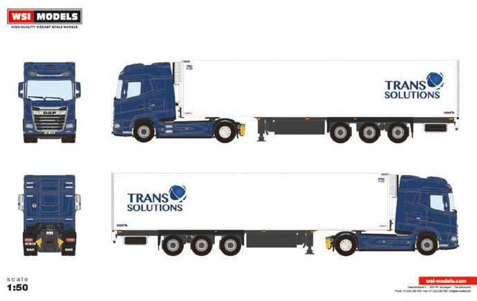 【予約】2024年発売予定TRANS SOLUTIONS; DAF XG 4X2 リーファートレーラー  3軸 トラック / WSI 1/50建設機械模型　ミニチュア
