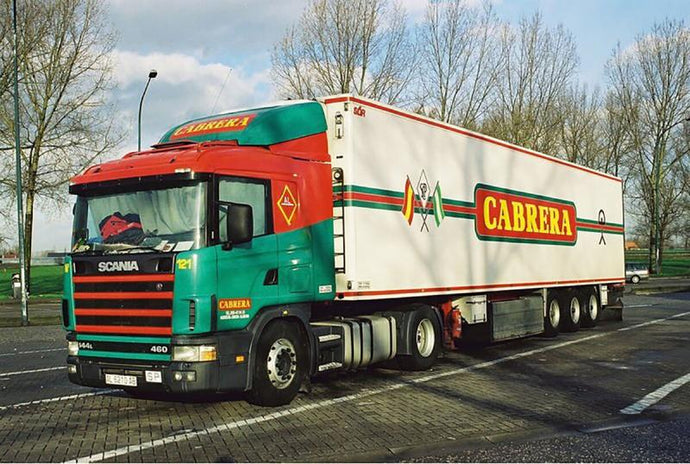 【予約】4-6月以降発売予定TRANSPORTES CABRERA; SCANIA 4 SERIES FLAT ROOF 4X2 REEFER TRAILER - 3 AXLE トラック /WSI  1/50 建設機械模型 工事車両