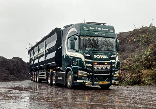 【予約】4-6月以降発売予定HENDRIK VAN LOENEN; SCANIA R HIGHLINE CR20H 6X2 TAG AXLE TIPPER VOLUME TRAILER - 3 AXLE トラック /WSI  1/50 建設機械模型 工事車両