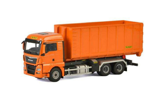 Palfinger MAN TGX XLX Euro 6 Hackenlift System Container 40m3  /WSI  1/50 ミニチュア 建設機械模垁E工事車両