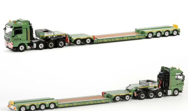 ギャラリービューアに画像をロードする, WACKER SCHWERTRANSPORTE 4軸  OWLOADER WITH 2軸 INTERDOLLY AND MAN TGX XXL 8X4 トラック　/WSI 1/50 ダイキャスト　建設機械模型
