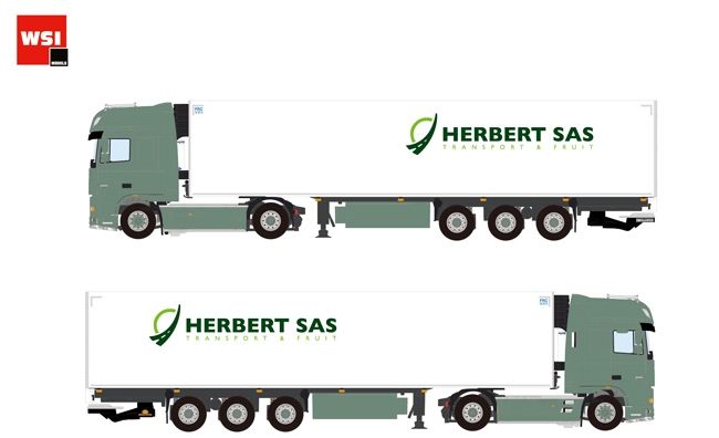 ギャラリービューアに画像をロードする, 【予約】12月以降発売予定 Herbert Sas DAF XF 105 Super Space Cab リーファートレーラーキャリア 3軸　トラック トレーラー/WSI 1/50 建設機械模型　ミニカー
